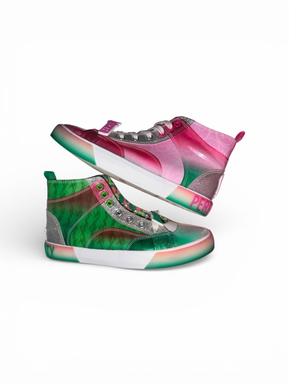 Ground Up Wicked Elphaba Glinda Platform Sneakers Size 8 Pink Green High Tops